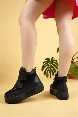 Nesil Shoes Minal 96181 Siyah Cırtlı Kadın Spor Bot