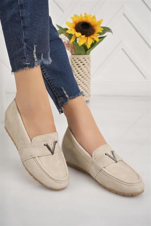 Nesil Shoes Minal GD06 Bej Gizli Topuk Kadın Ayakkabı