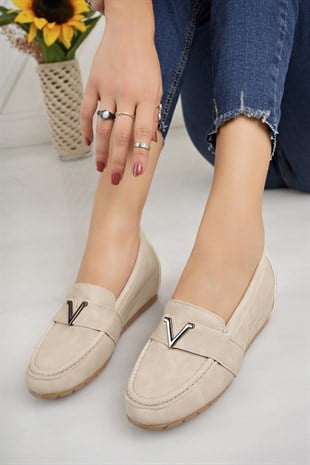 Nesil Shoes Minal GD06 Bej Gizli Topuk Kadın Ayakkabı