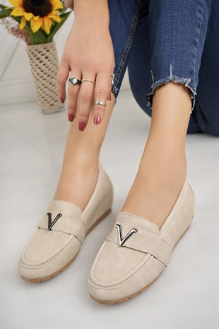 Nesil Shoes Minal GD06 Bej Gizli Topuk Kadın Ayakkabı