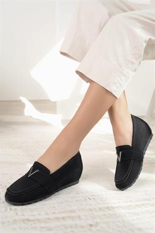 Nesil Shoes Minal GD06 Siyah Gizli Topuk Kadın Ayakkabı