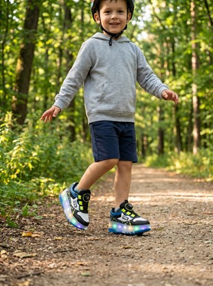 Nesil Shoes Mnc Siyah Patenli ve Işıklı Çocuk Spor Ayakkabı