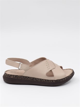 Nesil Shoes Mns 153 Bej Hakiki Soft Deri Kadın Sandalet