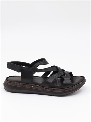 Nesil Shoes Mns 157 Siyah Hakiki Soft Deri Kadın Sandalet