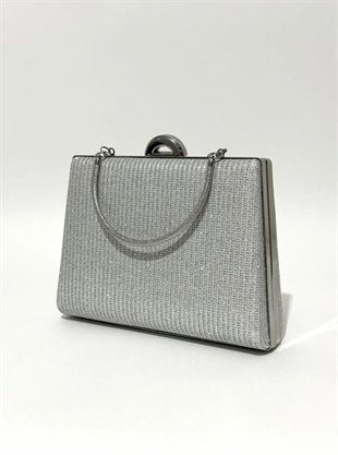 Nesil Shoes Mono 249 Gümüş Çupra Abiye Bayan El Çantası