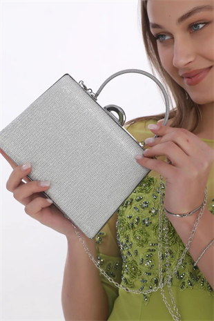 Nesil Shoes Mono 249 Gümüş Çupra Abiye Bayan El Çantası