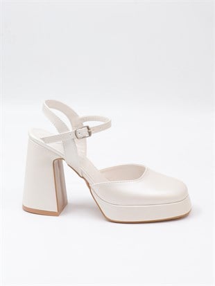Nesil Shoes Mrv 185821 Sedef Arkası Açık Gelinlik Sandalet