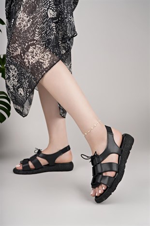 Nesil Shoes Mv 072 Siyah Anatomik Kadın Sandalet