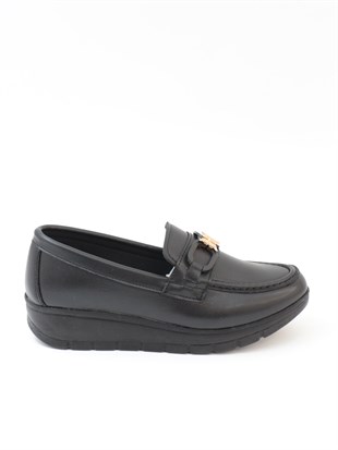 Nesil Shoes Neyna 1045 Siyah Dolgu Topuk Kadın Ayakkabı