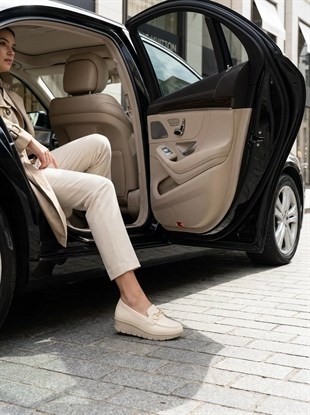 Nesil Shoes Neyna 1062 Bej Dolgu Topuk Kadın Ayakkabı