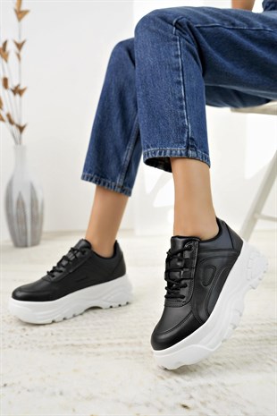 Nesil Shoes Neyna 190 Siyah Beyaz Kadın Sneakers