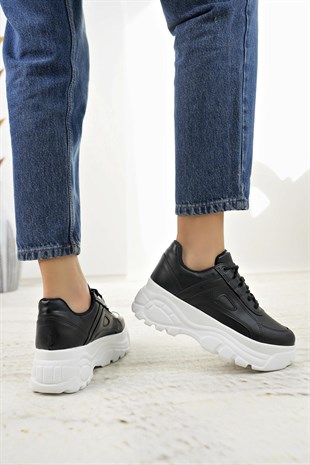 Nesil Shoes Neyna 190 Siyah Beyaz Kadın Sneakers