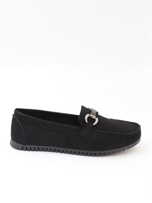 Nesil Shoes Neyna 8062 Siyah Süet Günlük Kadın Ayakkabı