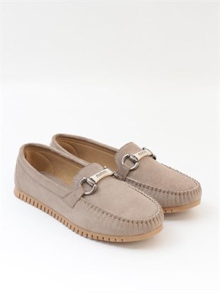 Nesil Shoes Neyna 8062 Vizon Süet Günlük Kadın Ayakkabı