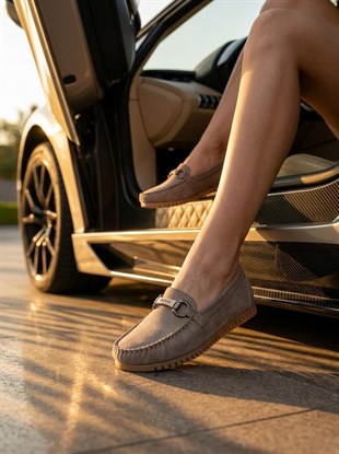 Nesil Shoes Neyna 8062 Vizon Süet Günlük Kadın Ayakkabı