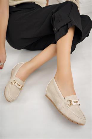 Nesil Shoes Neyna Gd01 Bej Gizli Topuk Kadın Ayakkabı