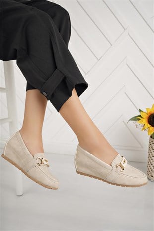Nesil Shoes Neyna Gd01 Bej Gizli Topuk Kadın Ayakkabı