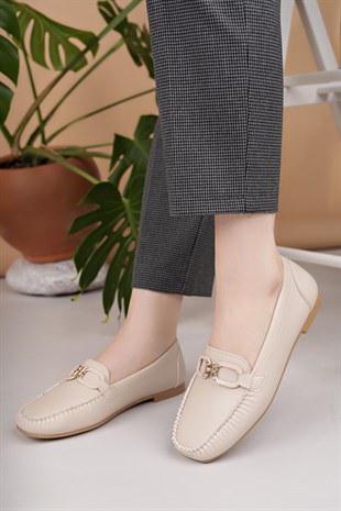 Nesil Shoes Neyna Rk45 Bej Günlük Kadın Babet