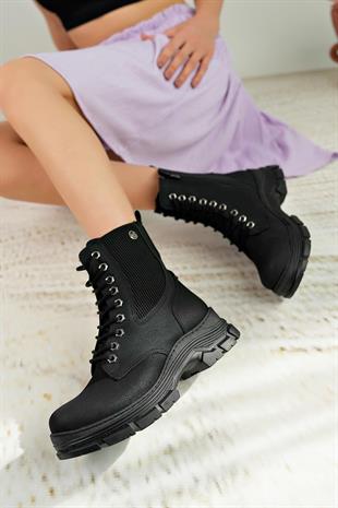 Nesil Shoes Nstar 202 Siyah Zümrüt Fermuarlı Kadın Bot