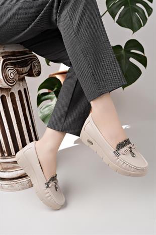 Nesil Shoes Nstar 400 Bej Cilt Anatomik Günlük Kadın Ayakkabı