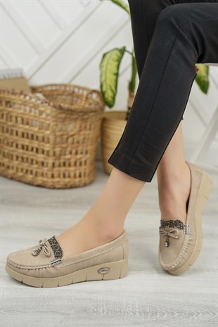 Nesil Shoes Nstar 400 Bej Kot Anatomik Günlük Kadın Ayakkabı
