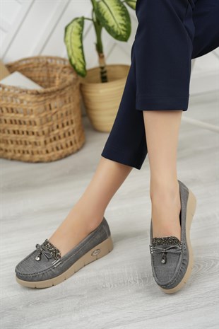 Nesil Shoes Nstar 400 Gri Kot Anatomik Günlük Kadın Ayakkabı