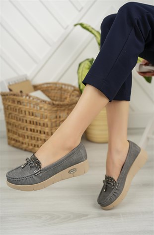 Nesil Shoes Nstar 400 Gri Kot Anatomik Günlük Kadın Ayakkabı
