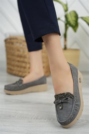 Nesil Shoes Nstar 400 Gri Kot Anatomik Günlük Kadın Ayakkabı
