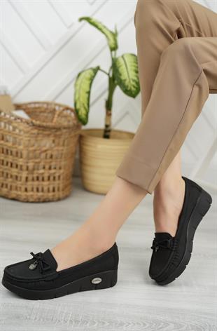 Nesil Shoes Nstar 401 Siyah Kot Anatomik Günlük Kadın Ayakkabı