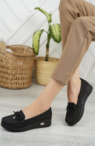 Nesil Shoes Nstar 401 Siyah Kot Anatomik Günlük Kadın Ayakkabı
