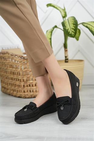 Nesil Shoes Nstar 401 Siyah Kot Anatomik Günlük Kadın Ayakkabı