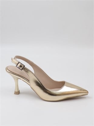 Nesil Shoes Özma 202 Altın Topuklu Kadın Sandalet