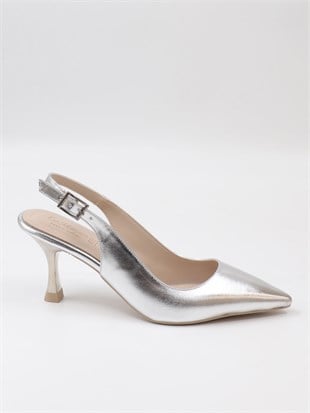 Nesil Shoes Özma 202 Gümüş Topuklu Kadın Sandalet