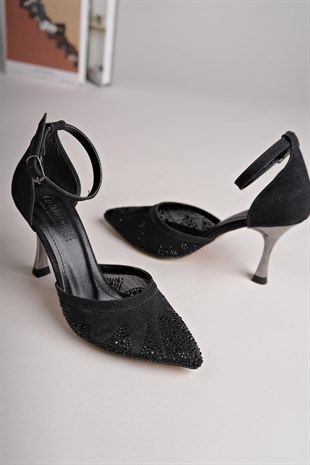 Nesil Shoes Özma 361 Siyah Yanı Açık Topuklu Kadın Stiletto
