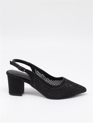 Nesil Shoes Özma 4045 Siyah Topuklu A. Açık Kadın Ayakkabı