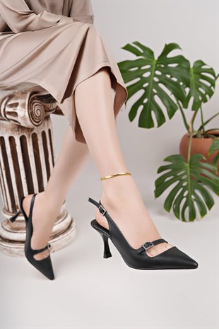 Nesil Shoes Özma 447 Siyah Topuklu Kadın Sandalet