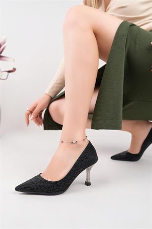 Nesil Shoes Özma 6177 Siyah Topuklu Kadın Stiletto