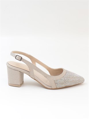 Nesil Shoes Özma 7025 Altın Taşlı Kadın Sandalet