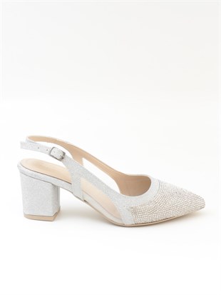 Nesil Shoes Özma 7025 Gümüş Taşlı Kadın Sandalet