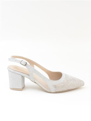Nesil Shoes Özma 7025 Gümüş Taşlı Kadın Sandalet