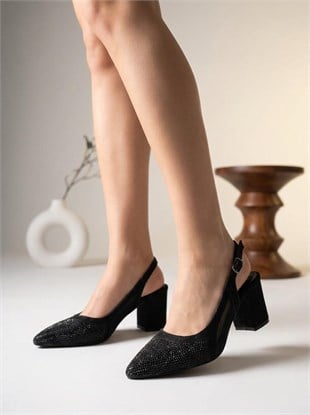 Nesil Shoes Özma 7025 Siyah Taşlı Kadın Sandalet