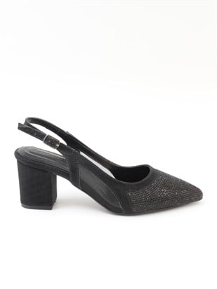 Nesil Shoes Özma 7025 Siyah Taşlı Kadın Sandalet