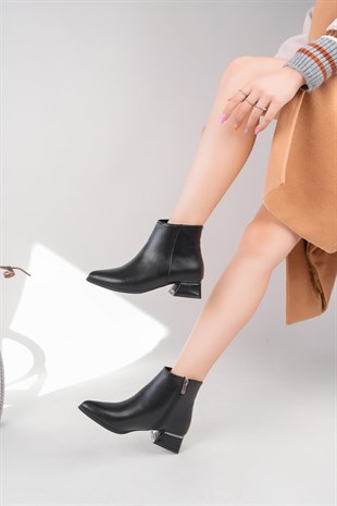 Nesil Shoes Özma 708 Siyah Topuklu Kışlık Kadın Bot