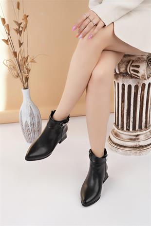 Nesil Shoes Özma 711 Siyah Topuklu Kışlık Kadın Bot