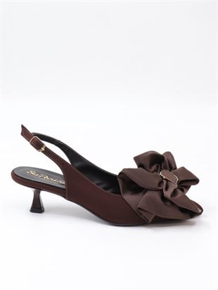 Nesil Shoes Peri 3312 Kahve Saten Kadın Sandalet