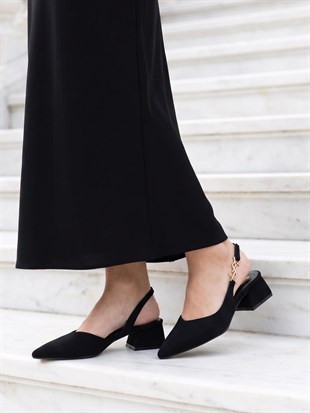 Nesil Shoes Peri 3655 Siyah Saten Kadın Sandalet
