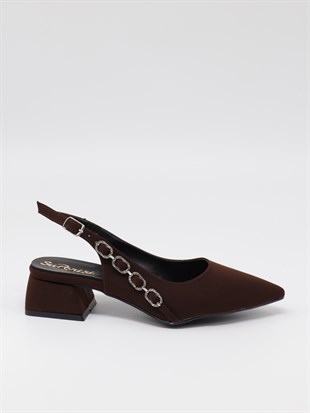 Nesil Shoes Peri 3668 Kahve Saten Kadın Sandalet