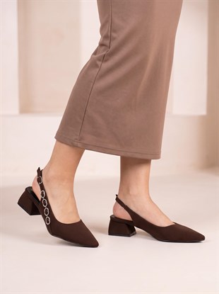 Nesil Shoes Peri 3668 Kahve Saten Kadın Sandalet