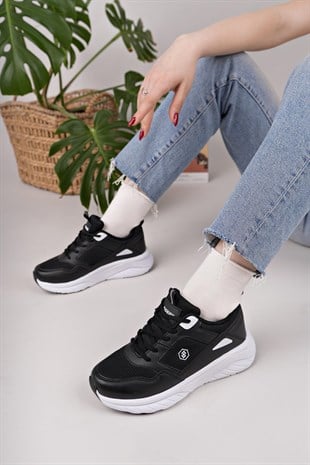 Nesil Shoes Queen 2105 Siyah Beyaz Kadın Senakers