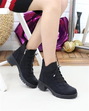 Nesil Shoes Sdf 051 Siyah Zümrüt Kışlık Boğazı Strech Kadın Bot